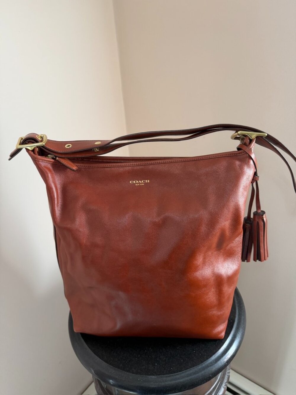Coach Vintage Legacy Duffle Shoulder Bag 19889 Cognac Brown Leather